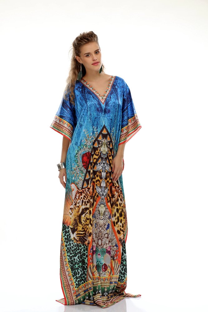 Blue Leopard Safari Kaftan