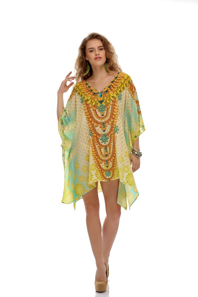 Golden Feather Poncho Kaftan