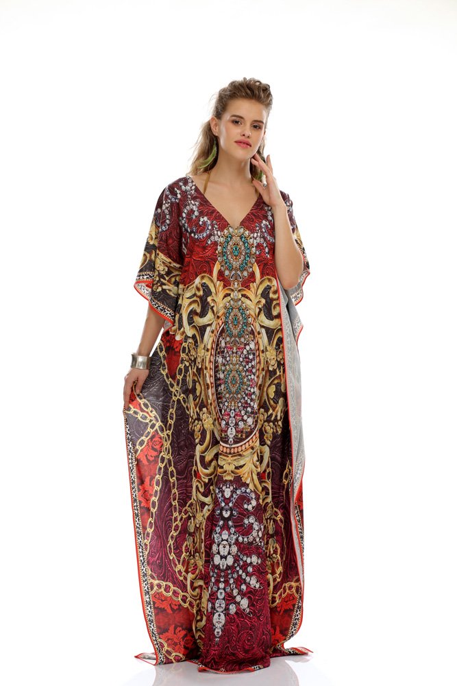 Baroque Jeweled Crimson Kaftan