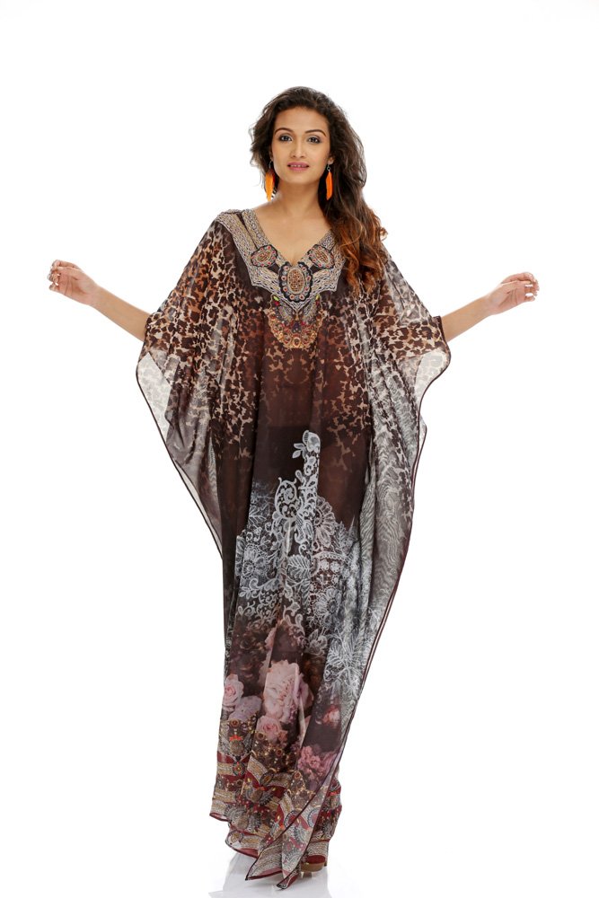 Leopard Lace Rose Kaftan