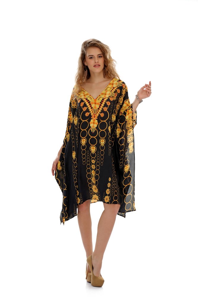 Noir Gold Medallion Poncho Kaftan