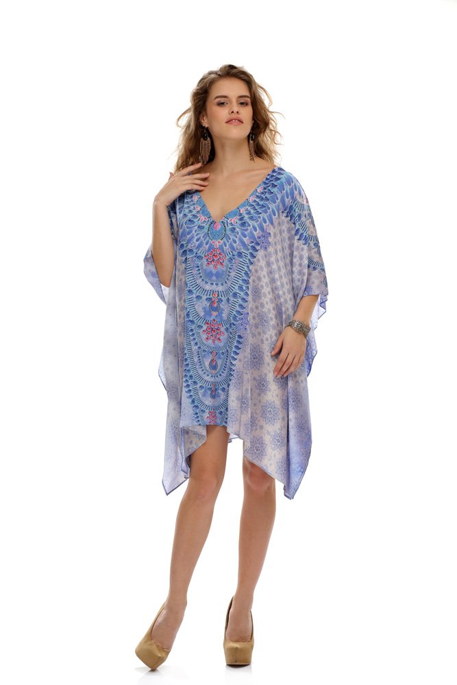 Periwinkle Medallion Poncho Kaftan