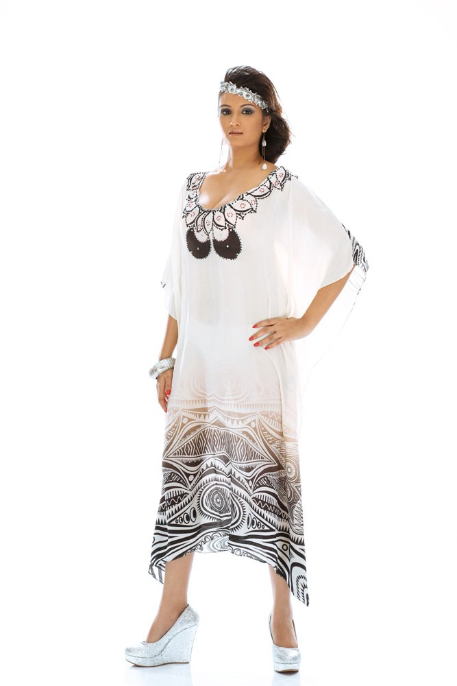 Ivory Aztec Ombré Kaftan